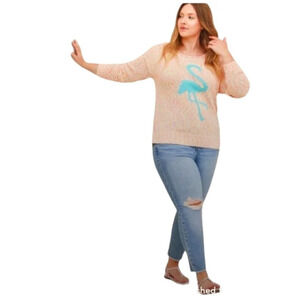 Torrid Marled Cotton Flamingo Pink Neon Pop Knit Sweater Size 1X